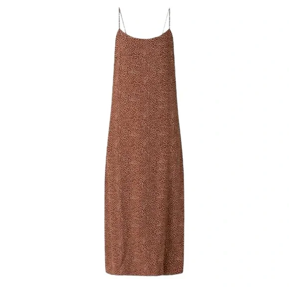 brown polka dot slip dress Brown Gingham Button Down Maxi Dress main image 1